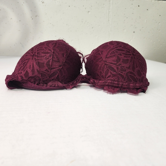 Victoria's Secret PINK Lace Push-Up Bra in Rich Burgundy, SZ 34DD, PRE-OWNED - Picture 1 of 13